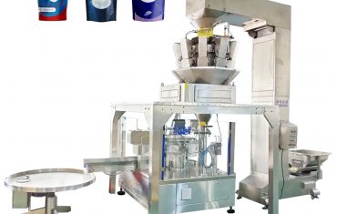 Awtomatikong pre-made pouch fill seal packing machine nga adunay linear scales alang sa granules