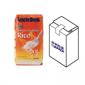 Flat bottom bag nga may top labeling para sa lugas